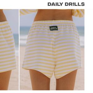 Daily Drills Striped Cotton Mini Shorts XS/S Lemonade and White Stripe